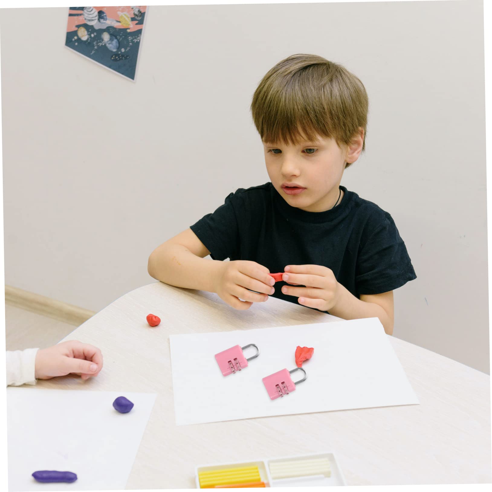 VILLCASE 6pcs Cartoon Combination Padlocks Easy to Use 2- Code Plastic Weatherproof Cut Resistant Great for Boys and Girls Schools Outdoor Use