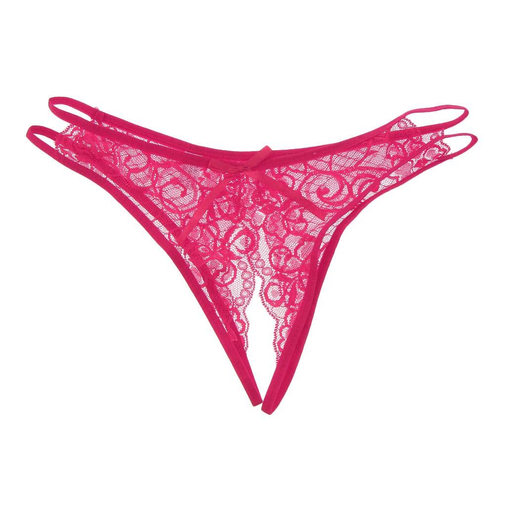 Womens Floral Lace Thong Underwear Crotchless Panties Lingerie Pink-image-36