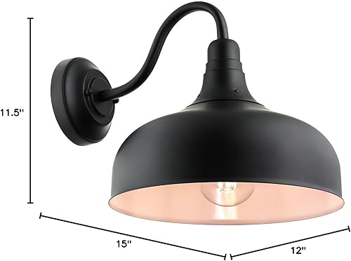 Miniatura 10 de Sunlite 46067-SU - Lámpara rústica de estilo granero con cuello de cisne, montaje en pared, enchufe de base media (E26), requiere bombilla estándar