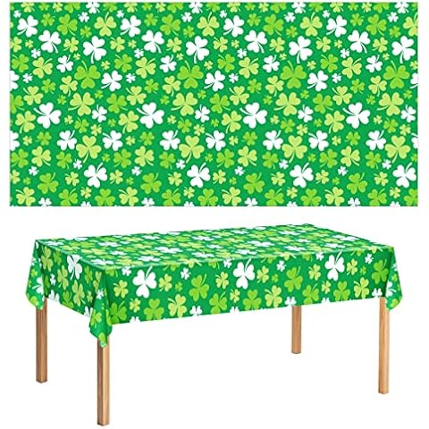 IKAYAS St Patricks Day Tablecloth Table Cover 137 x 274 cm Waterproof Stain and Wrinkle Resistant Plastic Tablecloth Rectangle Table Covers for Dining Party Decorations Supplies (1 Pcs) Cover
