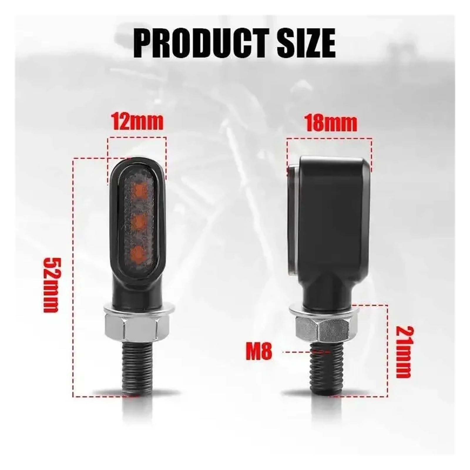 Lámpara de señal LED Motocicleta 8 mm Giro luz señal