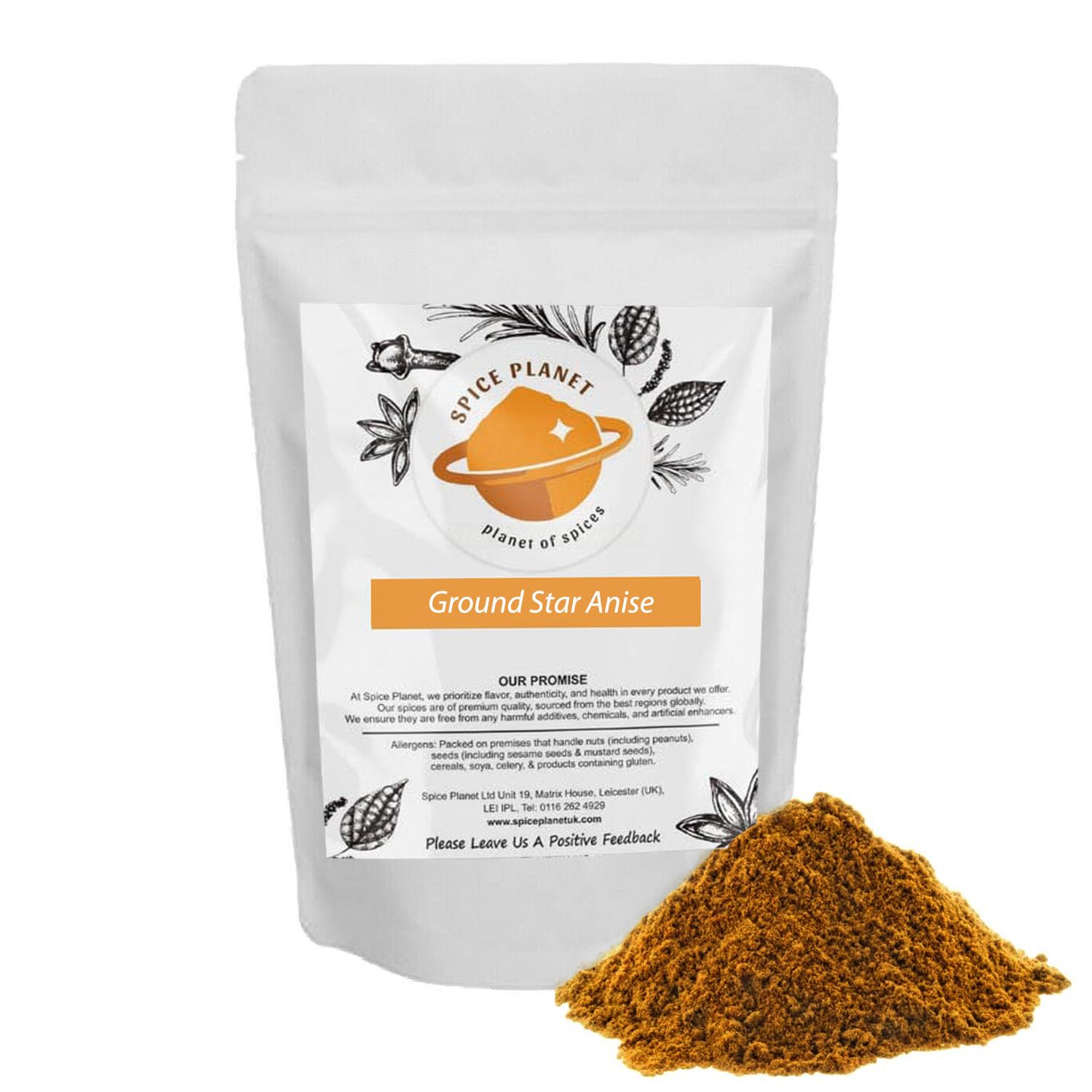 Star Anise Powder| Badiyan Powder | Badiya | Premium Quality Ground Star Anise by Spice Planet® 25g-1.9kg (25 Grams)