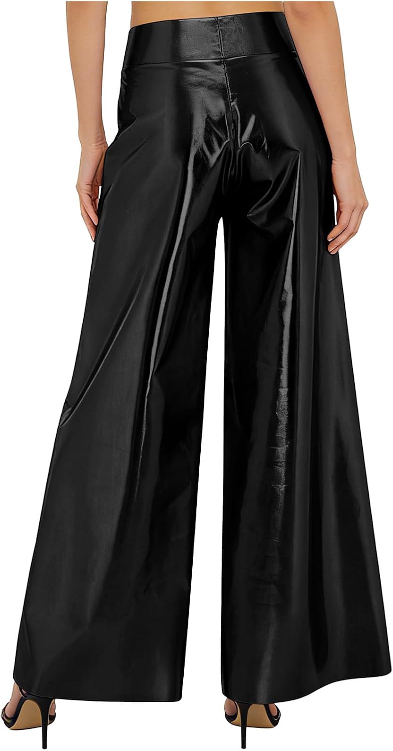 Women Bell Bottoms Trousers Ruffle Wide Leg Pants Rave Outfits Cowgirl Costume Party Clubwear