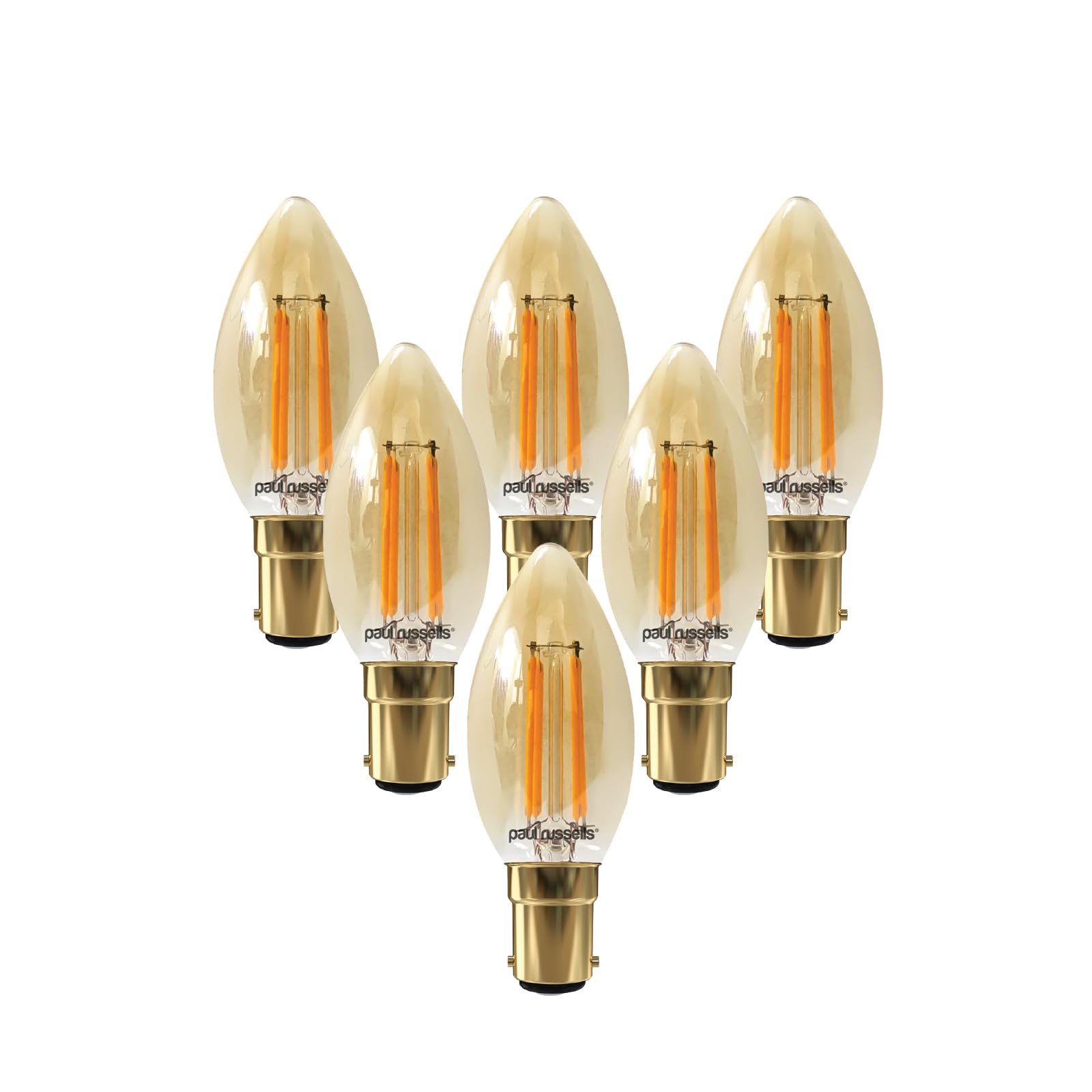 paul russells LED Filament Candle, Dimmable Small Bayonet Cap B15 Light Bulbs, 4.5Watt 423LM C35 Bulbs, 40w Equivalent