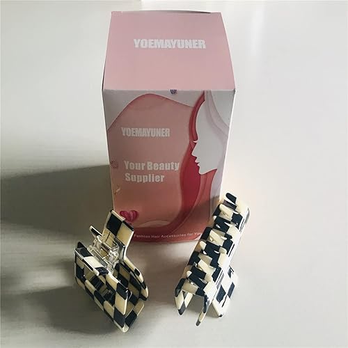 Miniatura 6 de Pinzas para el cabello a cuadros, 2 pinzas de pelo vintage a cuadros, pinzas de garra fuertes, pasadores para cabello grueso y fino, pinzas
