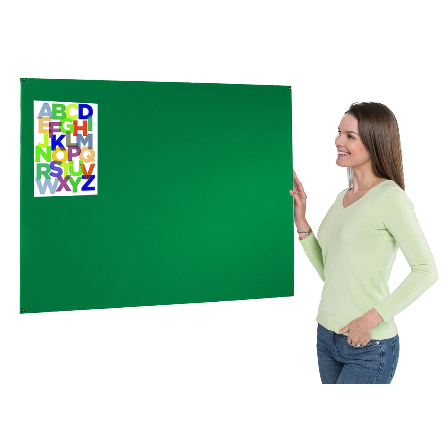 Frameless Green Felt Noticeboard | 120 x 90 cm | Wall-Mounted Bulletin Pinboard | 6 Colours to Choose from - Ideal for Office, School