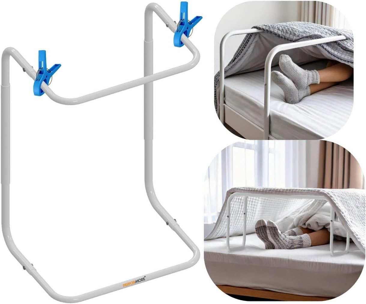Adjustable Blanket Lifter/Support with Bed Support (Height of 23″–31″) and 2 Clips(Random Color), Heavy Duty Steel, Ideal for Arthritis Relief, Restless Legs, Foot Cramping, Surgery Recovery