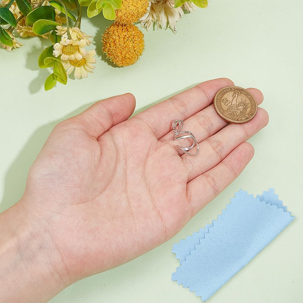 BENECREAT Sterling Silver Irregular Shape Gemstone Pendant Blank, Pendant Setting, DIY Jewelry Making - Image 3