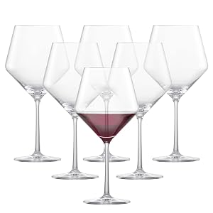 ZWIESEL GLAS Pure Burgundy Red Wine Glass Set of 6 Graceful Burgundy Glasses for Red Wine Dishwasher-Safe Tritan