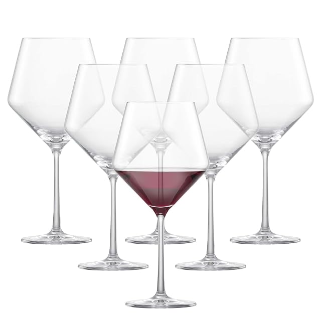 ZWIESEL GLAS Pure Burgundy Red Wine Glass Set of 6 Graceful Burgundy Glasses for Red Wine Dishwasher-Safe Tritan