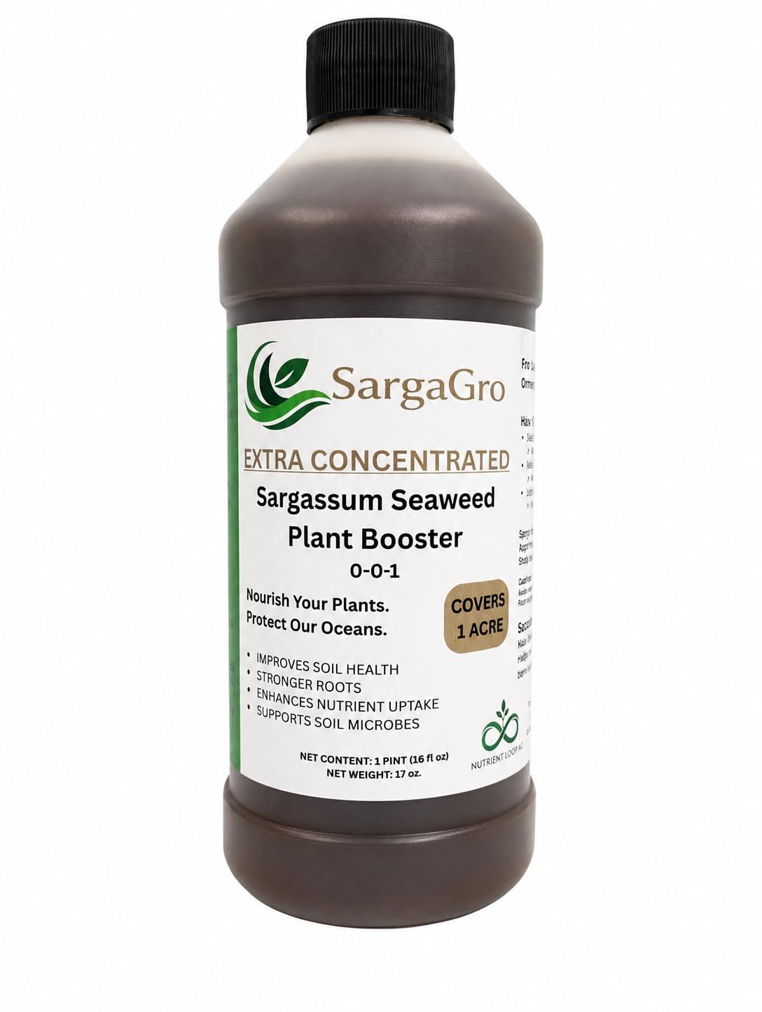 Seaweed Fertilizer Booster (Sargassum) – Helps Plants Use Nutrients More Efficiently, Supports Root Growth & Higher Yields, Organic Soil Health Additive, Covers Up to 1 Acre, 16 oz