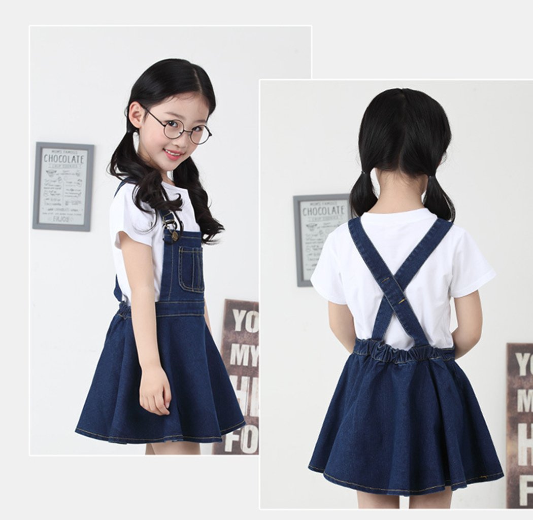 KIDSCOOL SPACE Petites Filles Jean Robe Tutu Salopette,Salopette En Denim Ajustable