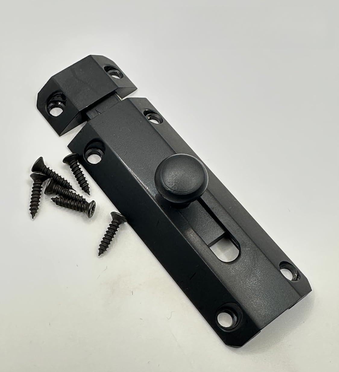 Bolts and Brass Hardware Surface Door Bolt, Metal Slide Lock with Knob, Available in Chrome, Black, and Brass Finish (Black, 75 mm)