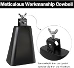 Steel Cowbell with Stick, Noise Makers Hand Metal Percussion Cow Bells for Drum Set (4")