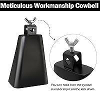 Vista 2 de Cencerro de acero con palo, de metal para hacer ruido, campanas de vaca de percusión para batería (4 pulgadas)