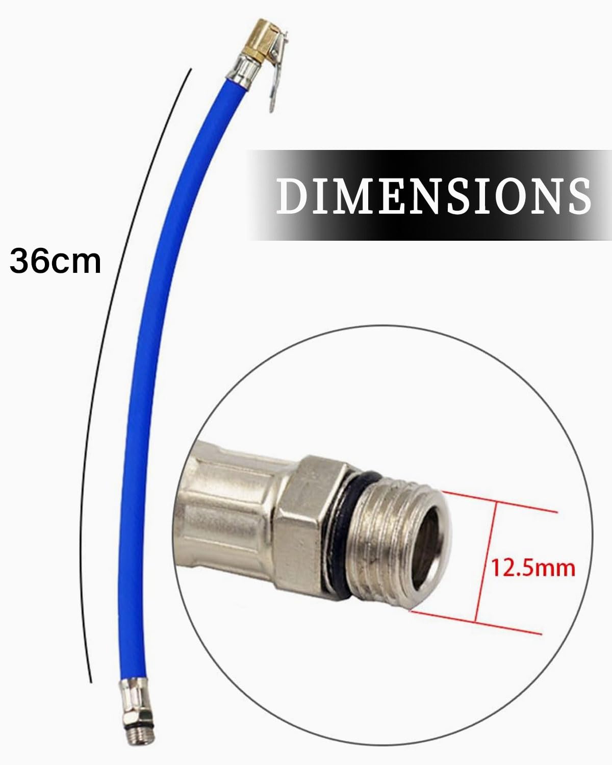 Tuyau De Gonflage 36 Cm Avec Adaptateur Universel - Compatible Valves Américaines, Pour Voiture, Moto, Vélo