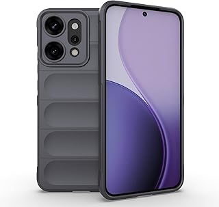 جراب موبايل مصنوع من بولي يوريثين مقاوم للحرارة مع السيليكون مضاد للصدمات متوافق مع موبايل أوبو رينو 14 شبكة الجيل الخامس 5G من انبلاك، رمادي غامق