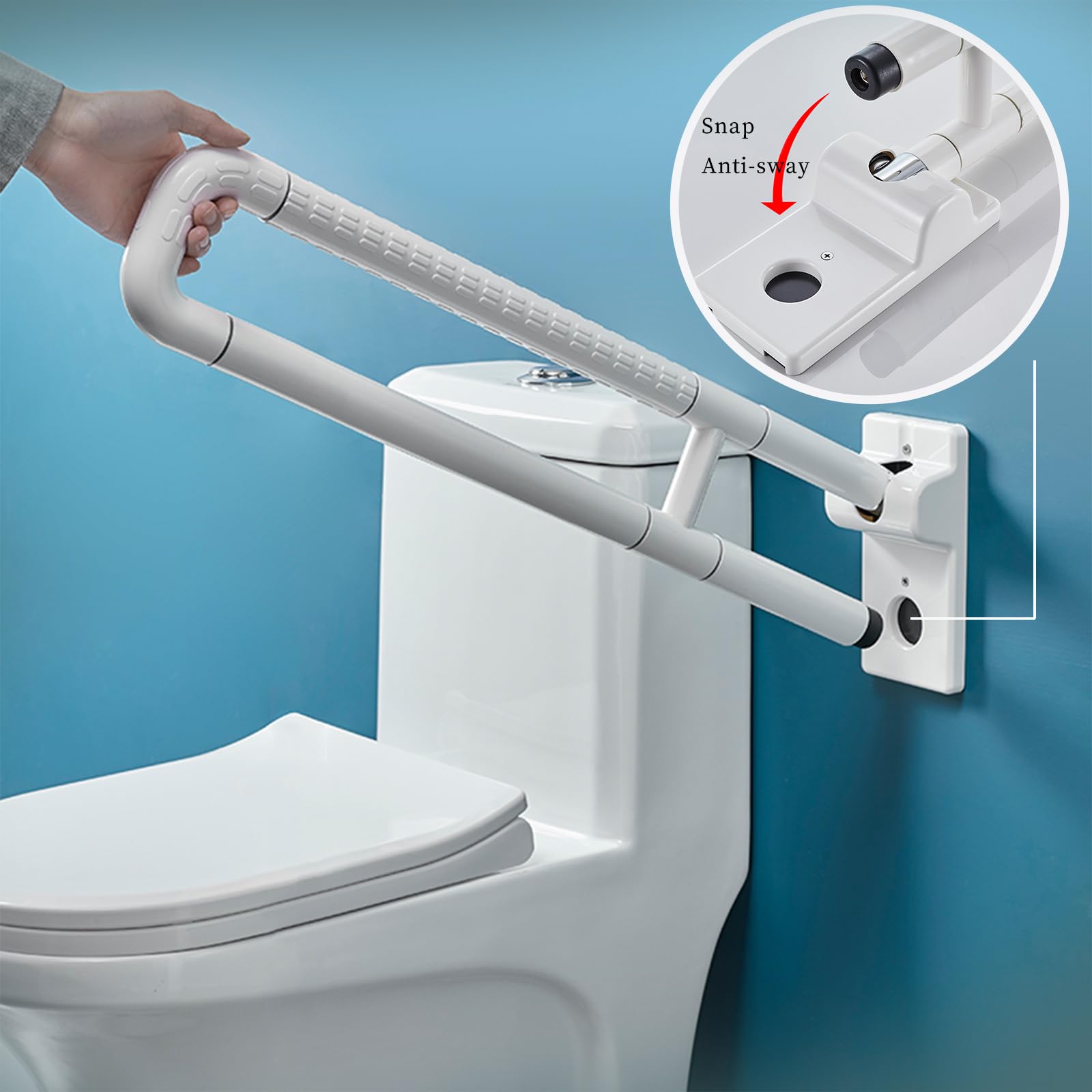 Barras de tumba de handicap mejoradas para baño 70cm(x2 uds),Barra de Apoyo para Inodoro Agarrador Ducha Personas Mayores Abatible Asa de Seguridad para Baño brilla por la noche,Acero Inoxidable