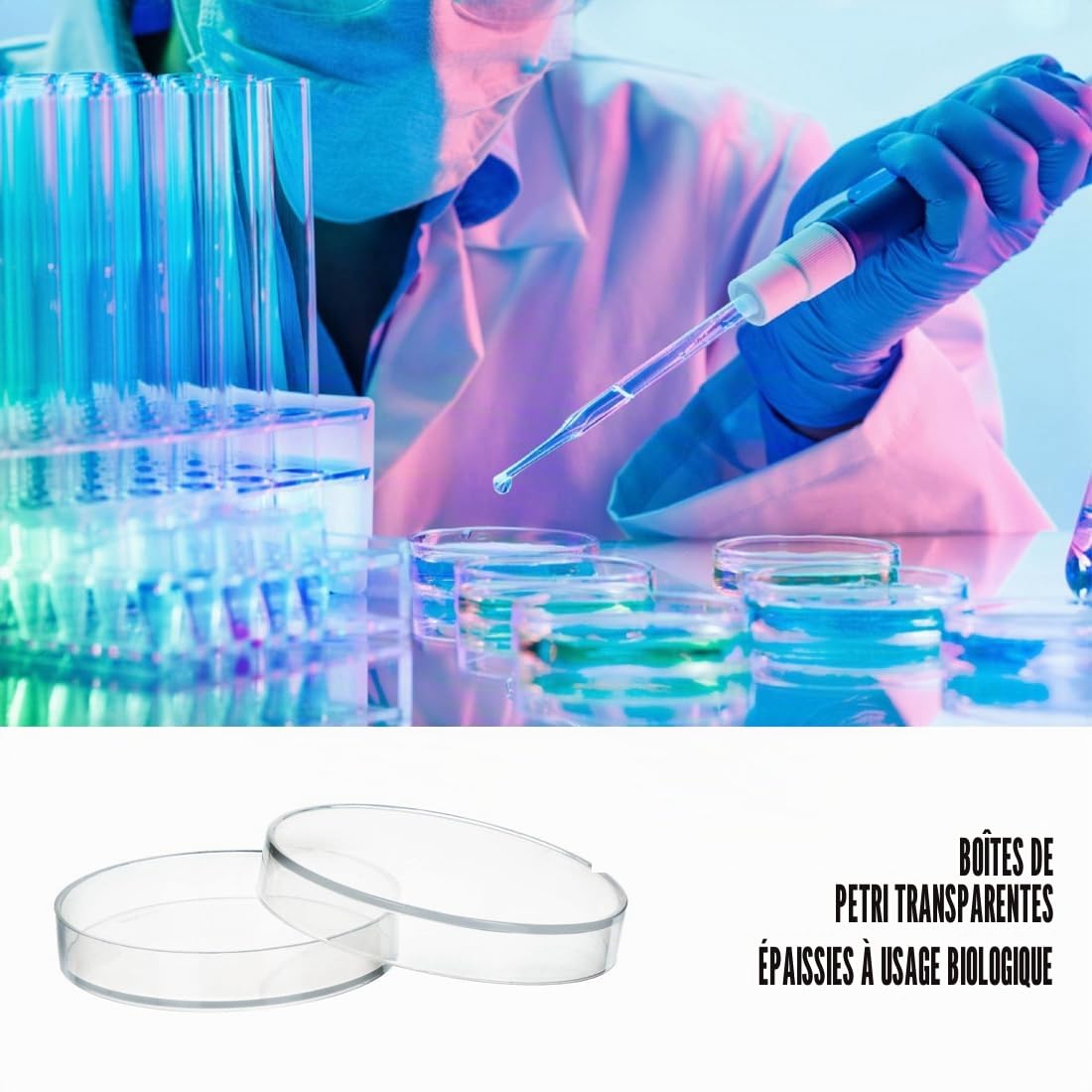 Boîtes de Pétri Transparentes,Boite de Petri Steriles avec Couverture, 6 Pièces Boîtes de Pétri, Boite de Petri, pour Etudes Biologie Expérimentale en Laboratoire (70mm)