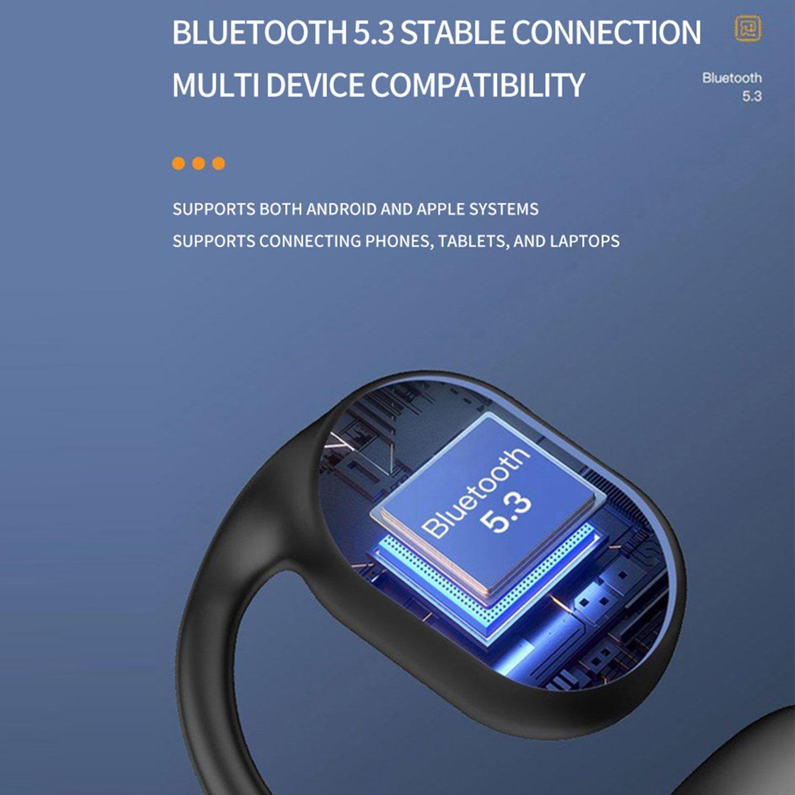 Auricolari senza fili, cuffie senza fili con microfoni, auricolari da 5,3 cm, cuffia business monoauricolare con risposta vocale per camionisti, corsa, running