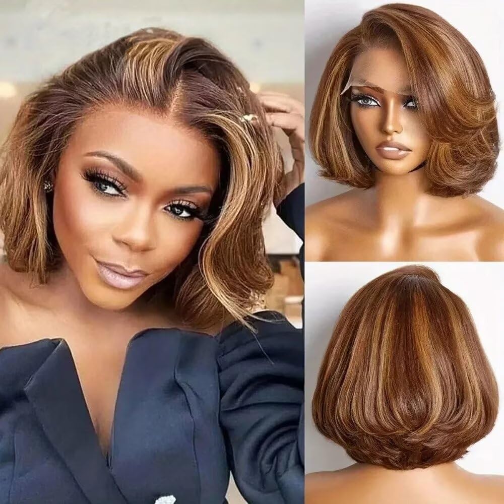 Short bob wig Beach Wave copper brown wig 2020 Amazon.com : Aisaide Copper Red Wavy Wig Short Curly Wavy  main image 3