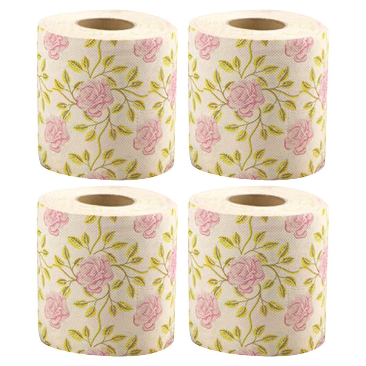 Papel de bambú duradero y absorbente con diseño de rosas para baño