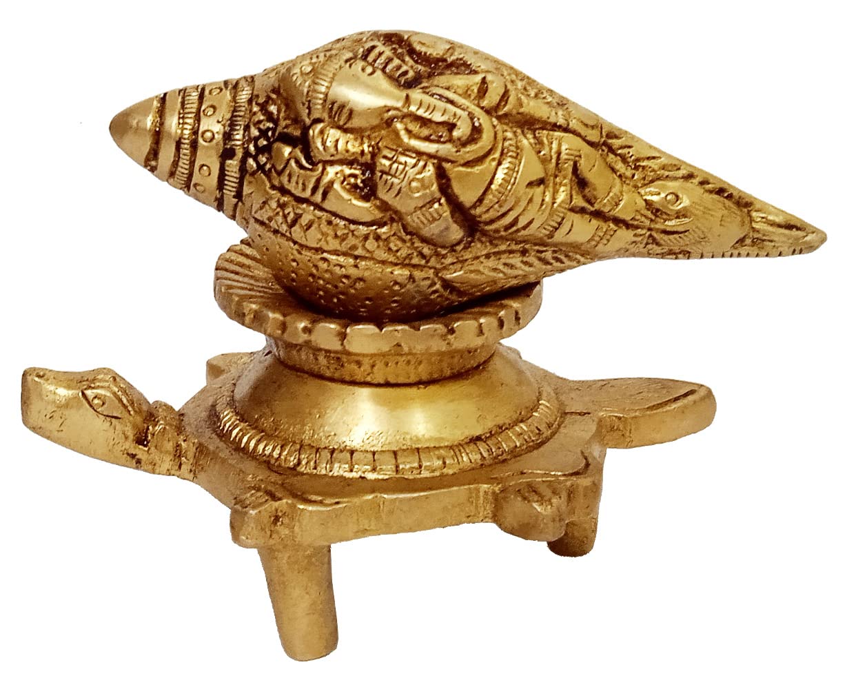 Ganesh sur support pour tortue Purpledip statuette indienne laiton lot de 2