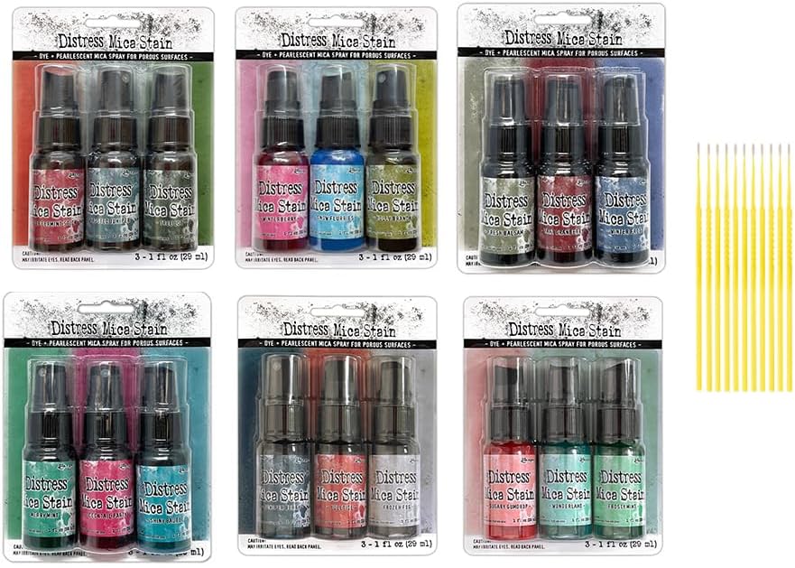 Ranger Tim Holtz - Paquete de espray de mica Distress – 18 botellas de una onza (juegos completos de la colección navideña 1, 2, 3, 4, 5 y 6)