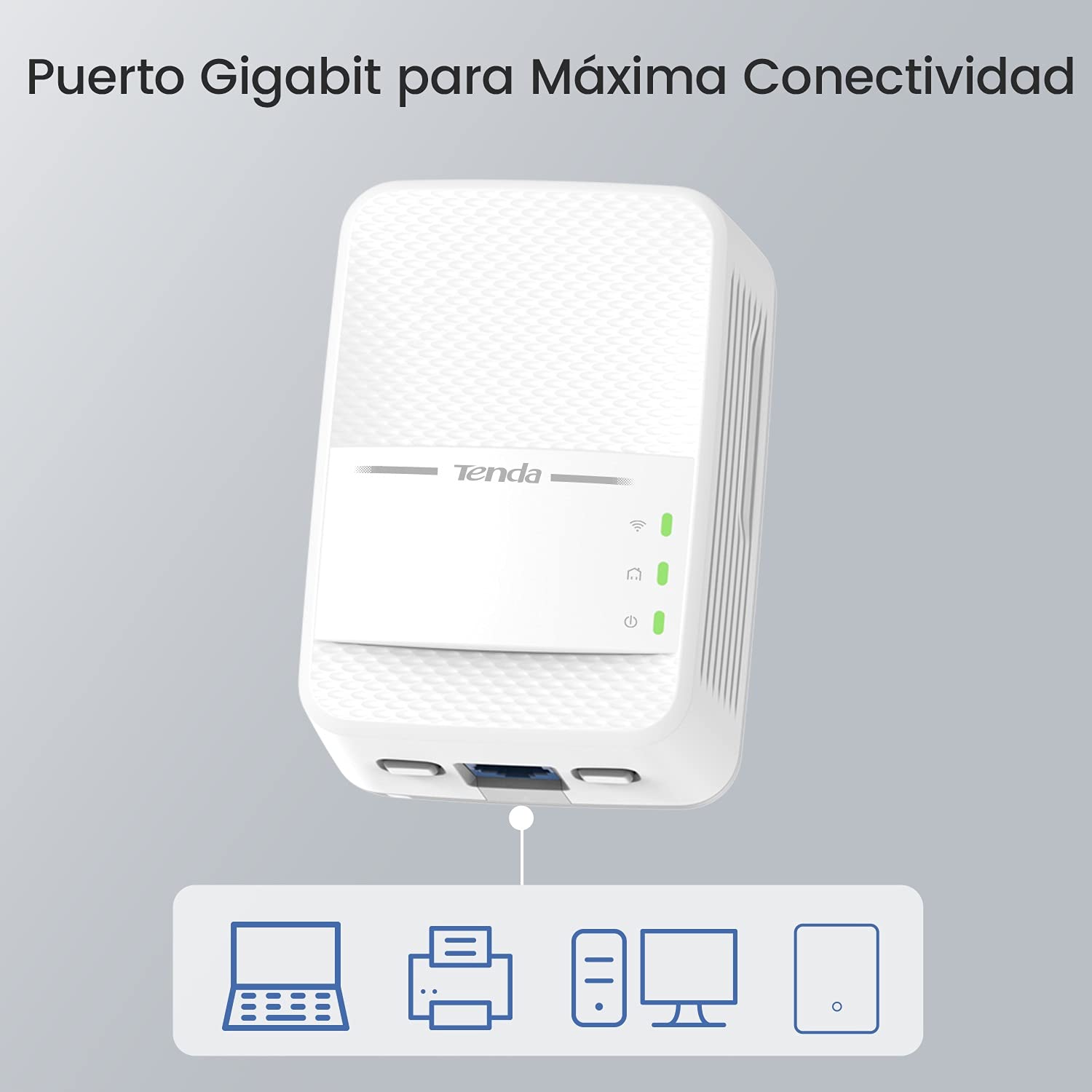Tenda PH10 Kit PLC Wi-Fi 2 Adaptadores Powerline con Enchufe Repetidores de Red AC1200 en 2.4GHz/5GHz Gigabit Puerto