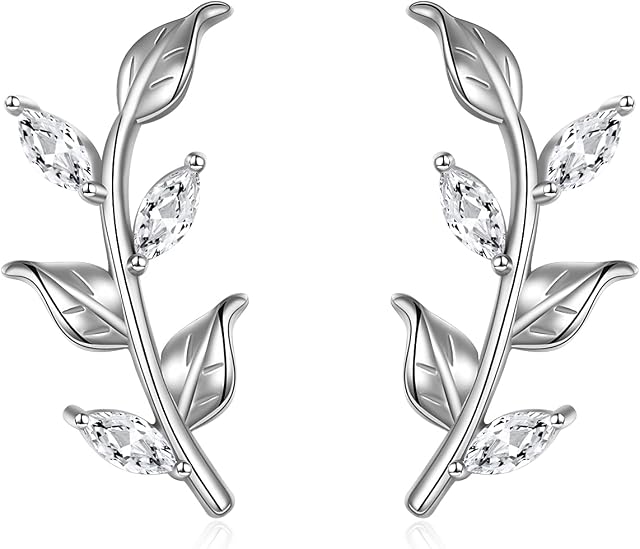VONALA 925 Sterling Silver Ear Climber Earrings with Cubic Zirconia Jewellery for Women Girls