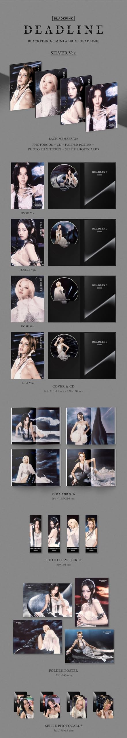 BLACK PINK - 3RD MINI ALBUM DEADLINE, [SILVER VERSION - ROSE]