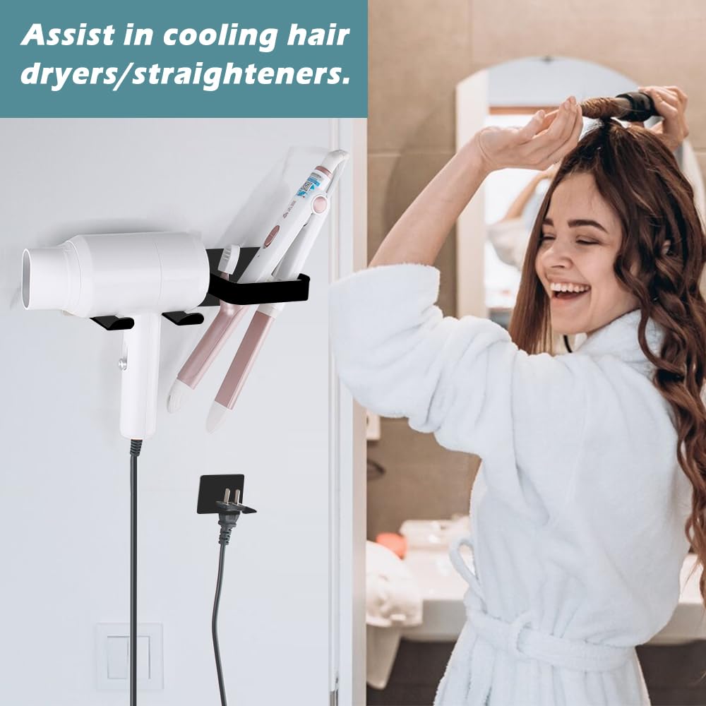 Porta Phon E Piastra Da Parete - Supporto Asciugacapelli In Acciaio Inox Senza Fori - Foto 9