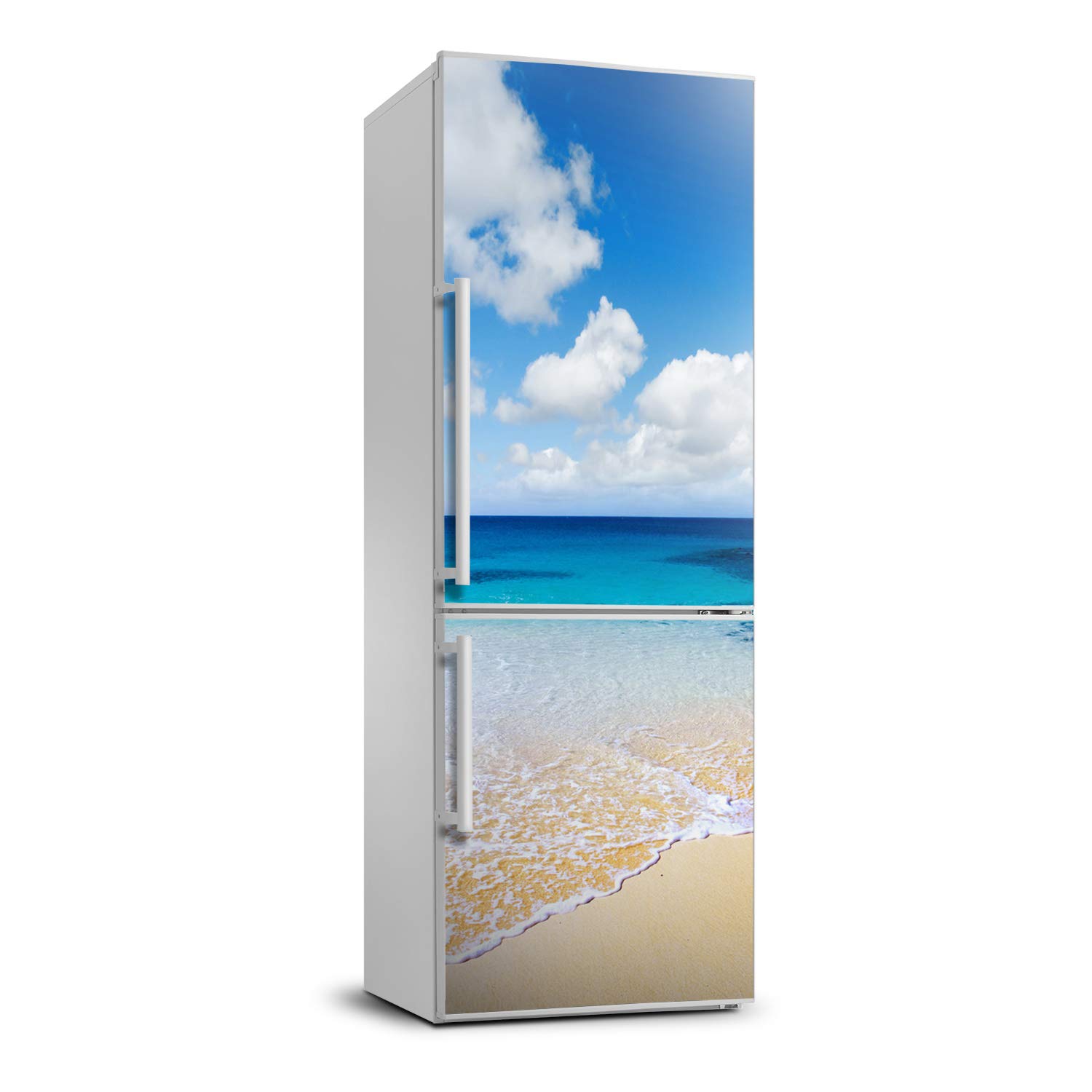 Pegatinas para Refrigerador de Playa Tropical de 70x190 cm que Transforman su Cocina
