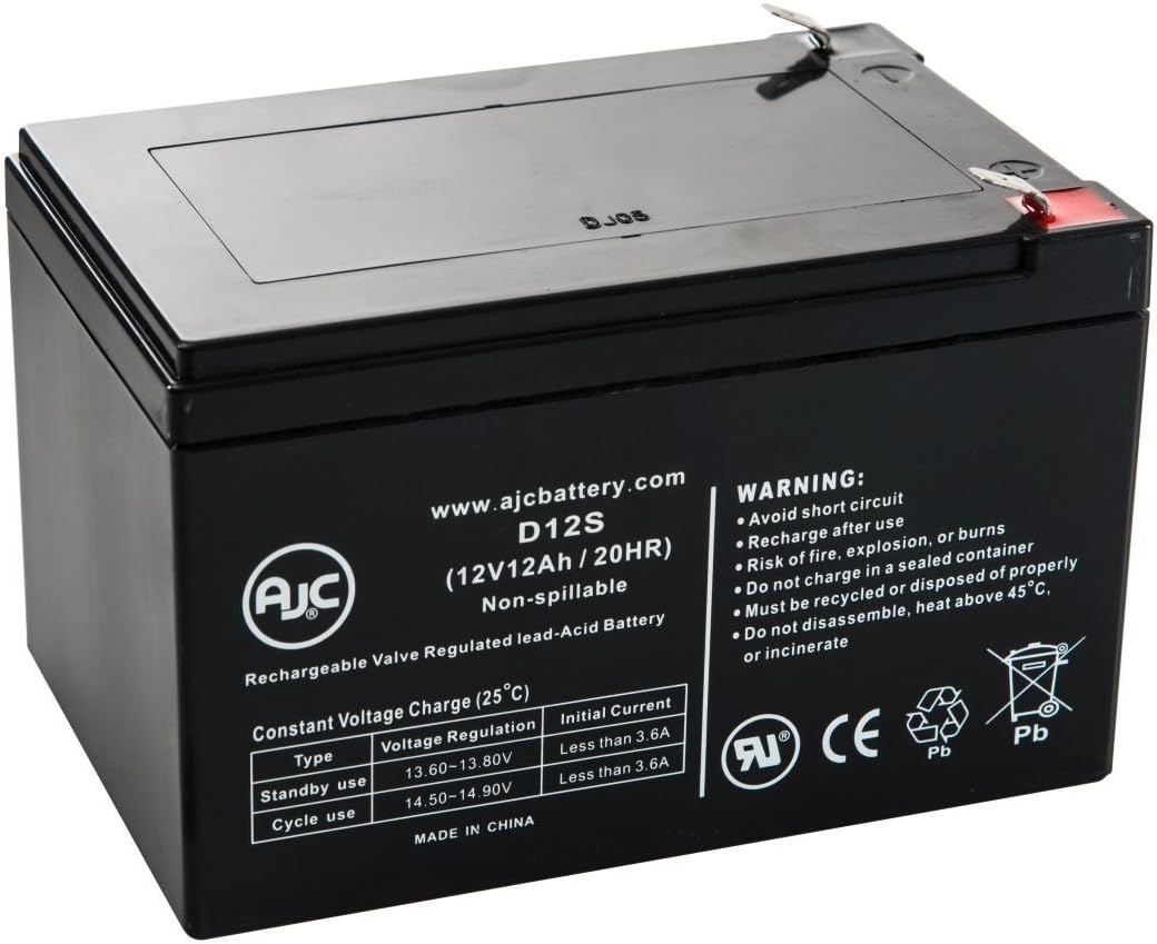 AJC Battery Compatible with Yuasa NP12-12FR 12V 12Ah Sealed Lead Acid Battery