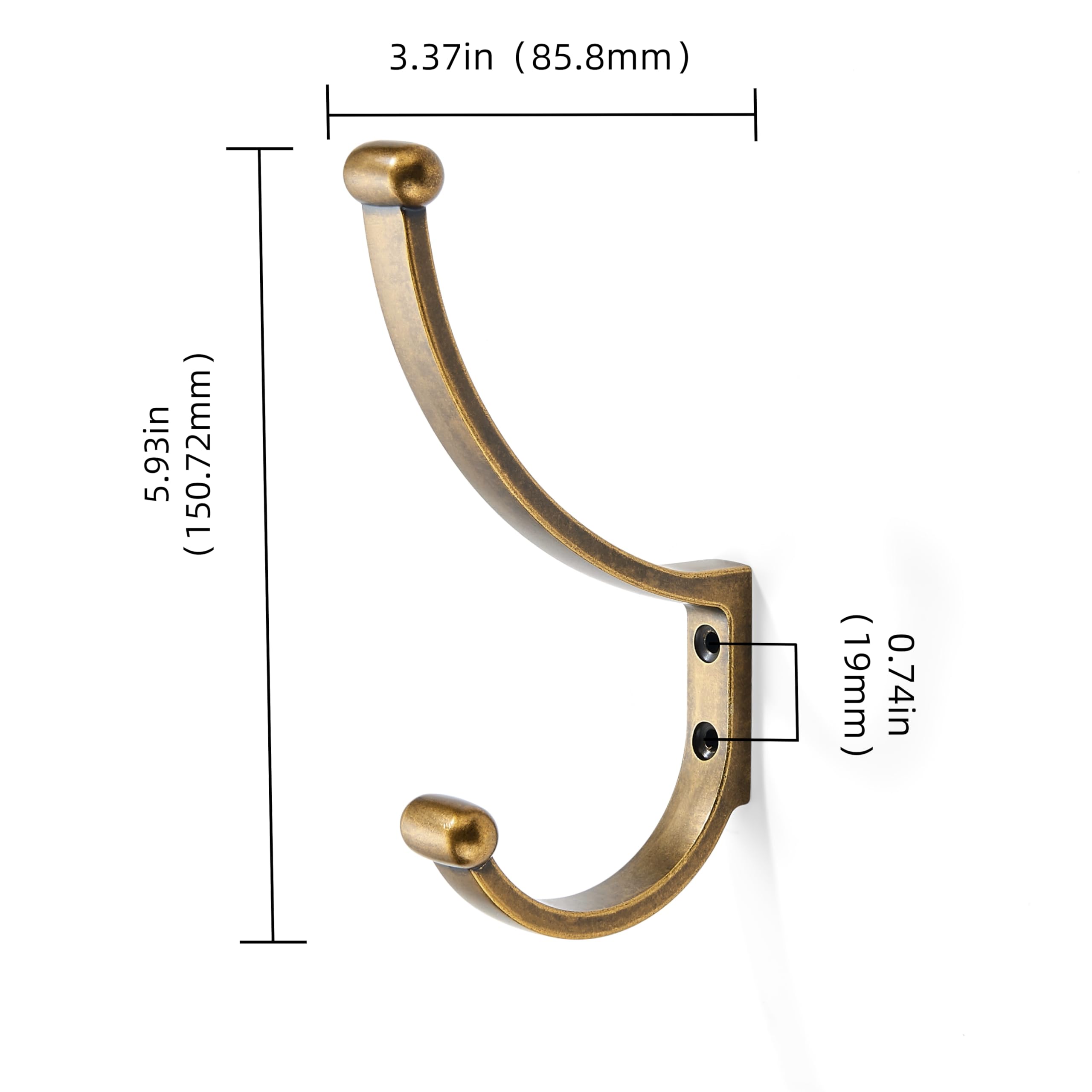 KHTUMEWARE-KH430 Antique English Brass Coat/Robe Hooks 3-Pack in Antique English Brass — KHTUMEWARE