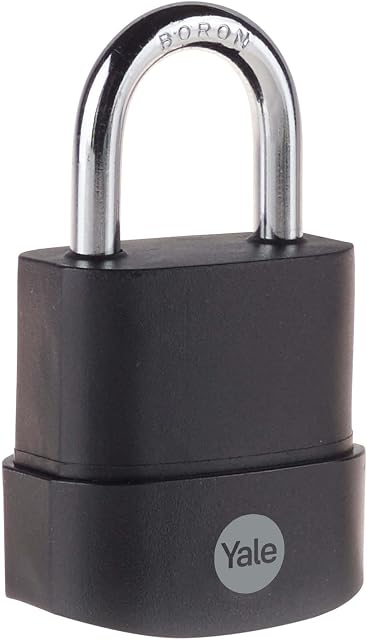 YALE Y227B/45/122/1 - Weatherproof Protector Padlock (45mm) - Outdoor Hardened Steel Black Lock for Shed, Gate, Chain - 3 Keys - Maximum Security