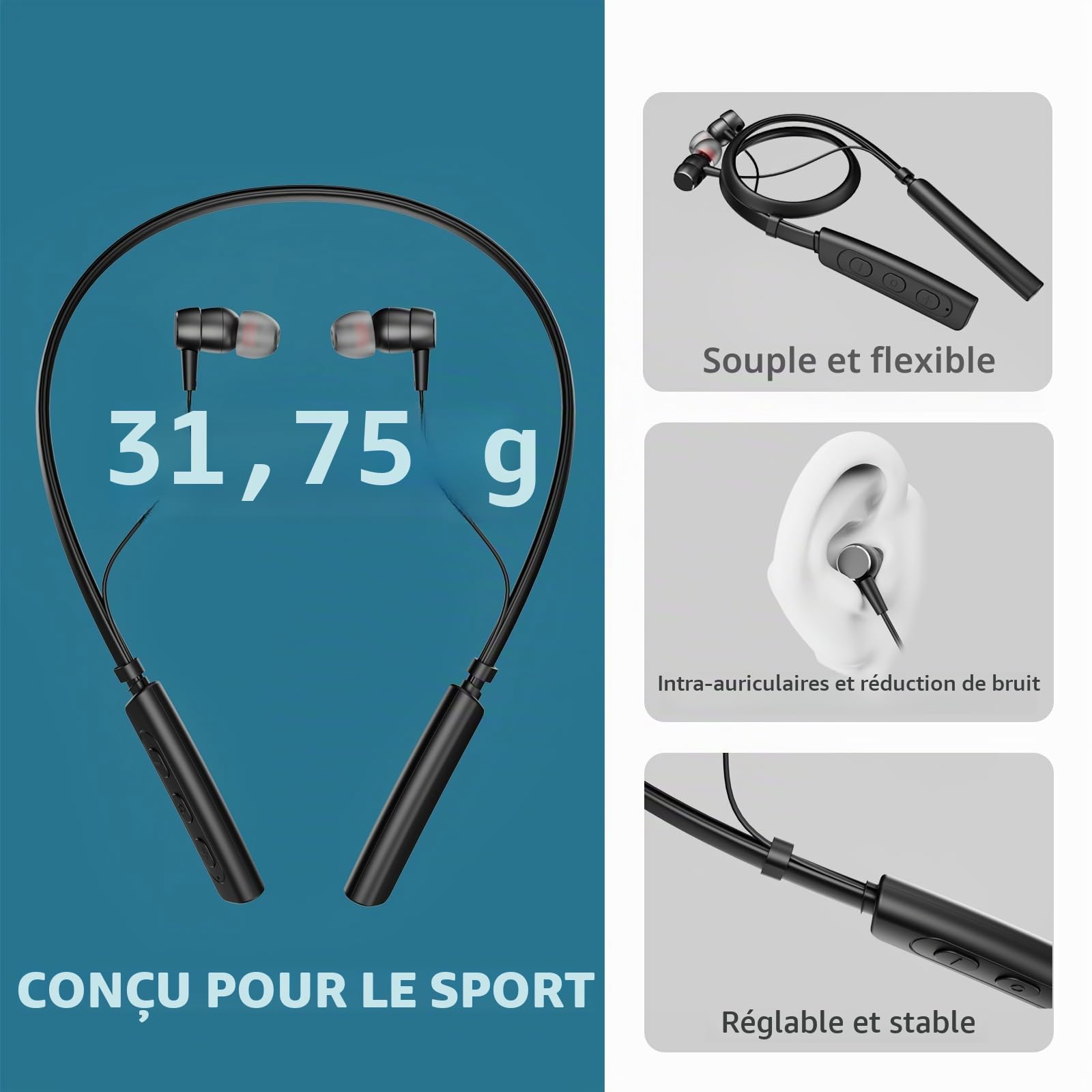 Amplificateur de son rechargeable JINGHAO, tour de cou, noir