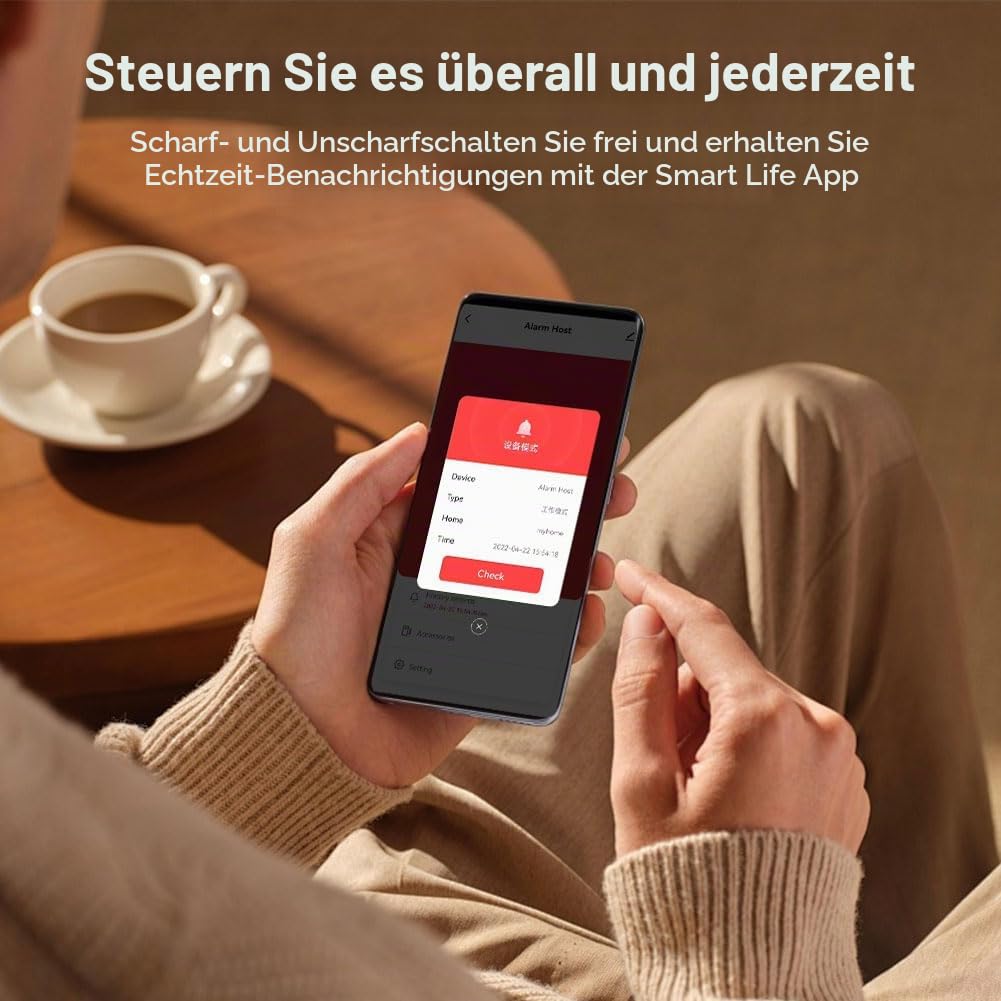 GSM + WLAN Alarmanlage Haus kabellos, Alarmanlage Wohnung, Sicherheit System für Haus, 21 Stück: Tür- und Fenstersensoren, Bewegungsmelder, Fernbedienungen, Kompatibel mit Alexa, Google Assistant