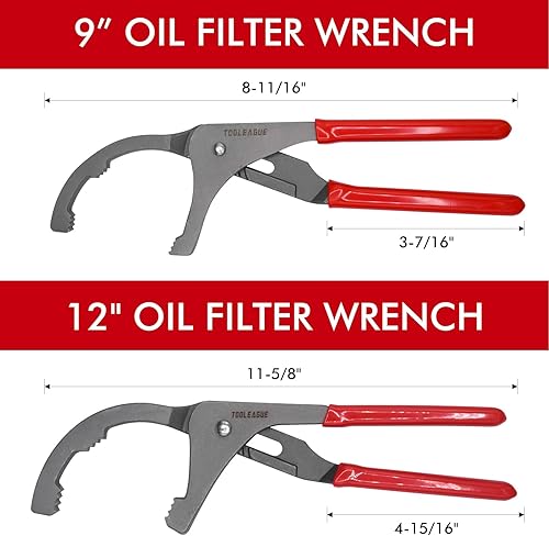 Miniatura 2 de TOOLEAGUE Juego de llaves de filtro de aceite, alicates de filtro de aceite de 9 y 12 pulgadas, herramientas de extracción de filtro de aceite para