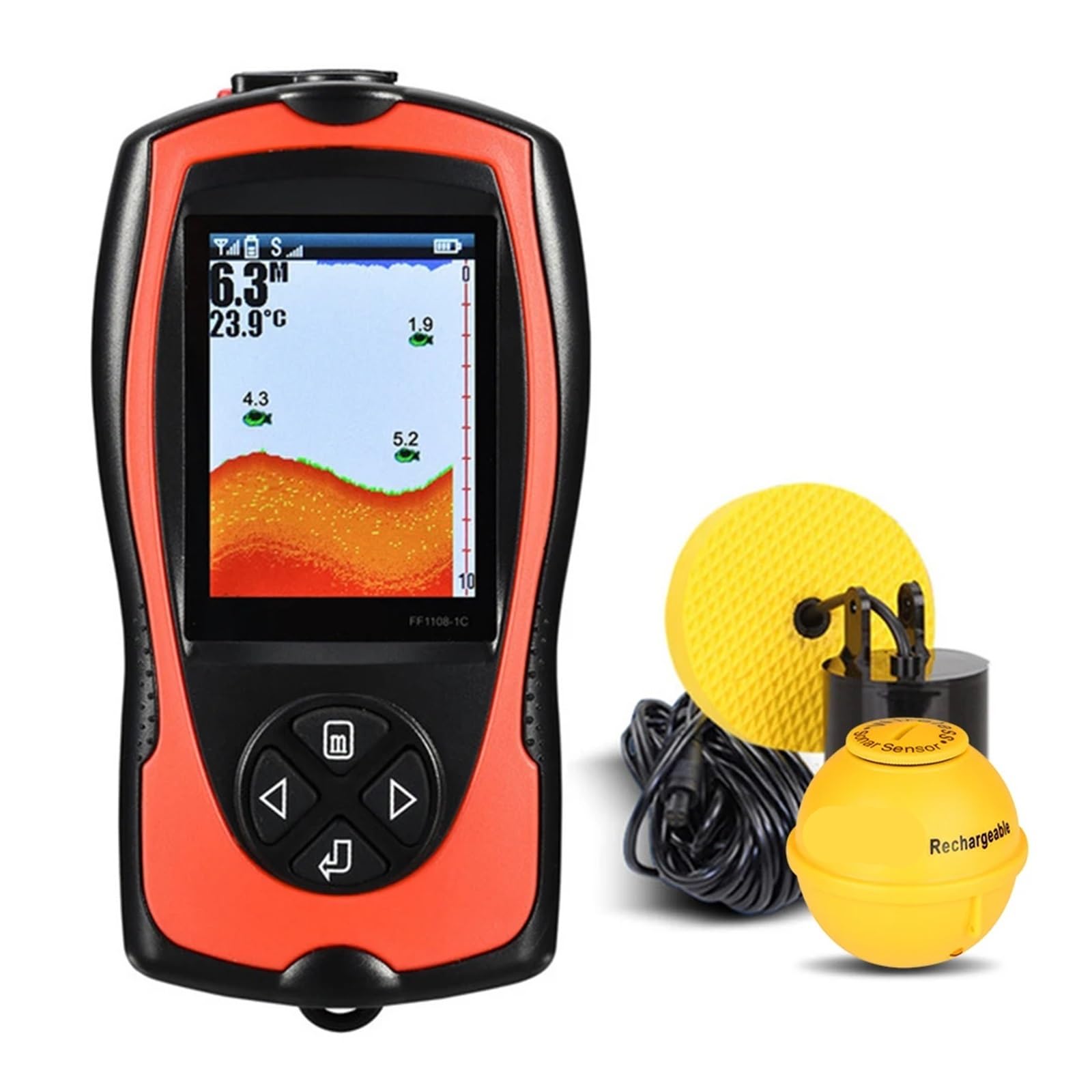 Buscador de Peces portátil de 100 m/300 pies de Profundidad, Alarma de Peces con Cable, Detector de Peces, ecosonda inalámbrica