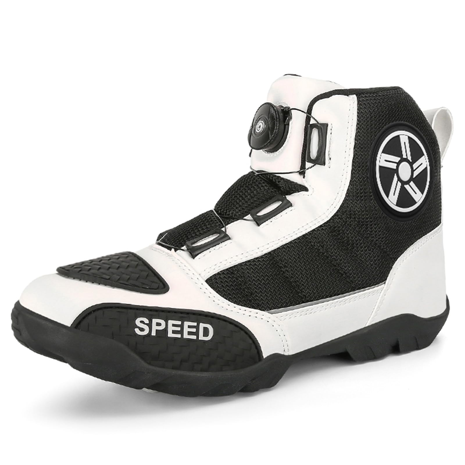 JiuQing Scarpe da Moto Stivaletti da Equitazione da Strada da Uomo Stivali da Moto in Pelle da Esterno Antiscivolo