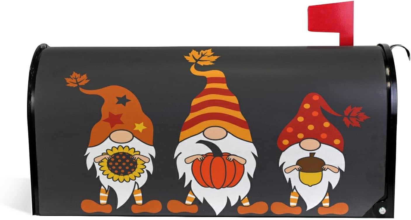 ALAZA Thanksgiving Fall Gnomes Autumn Magnetic Mailbox Cover MailWraps Garden Yard Home Decor for Outside Standard Size-18"x 20.8"