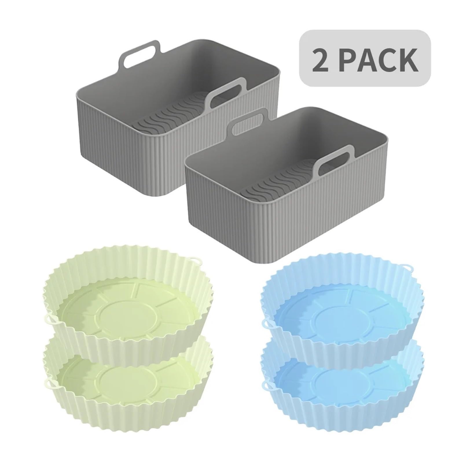Genérico Paquete de 2 bandejas de Silicona for Horno y freidora de Aire, for Pizza, Pollo Frito, Cesta de Silicona, Alfombrilla Reutilizable for freidora de Aire, Accesorios(Light Grey)