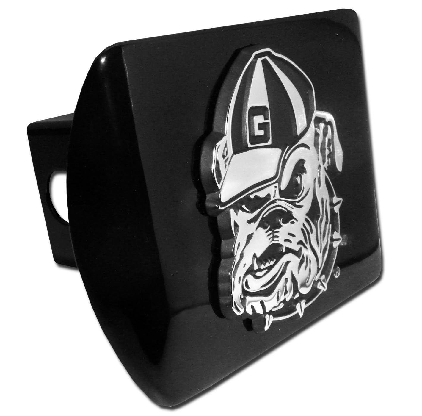 Elektroplate Officially Licensed University of Georgia Bulldogs All Metal Black Hitch Cover for Trucks and SUVs | Fits Standard 2" Trailer Hitch