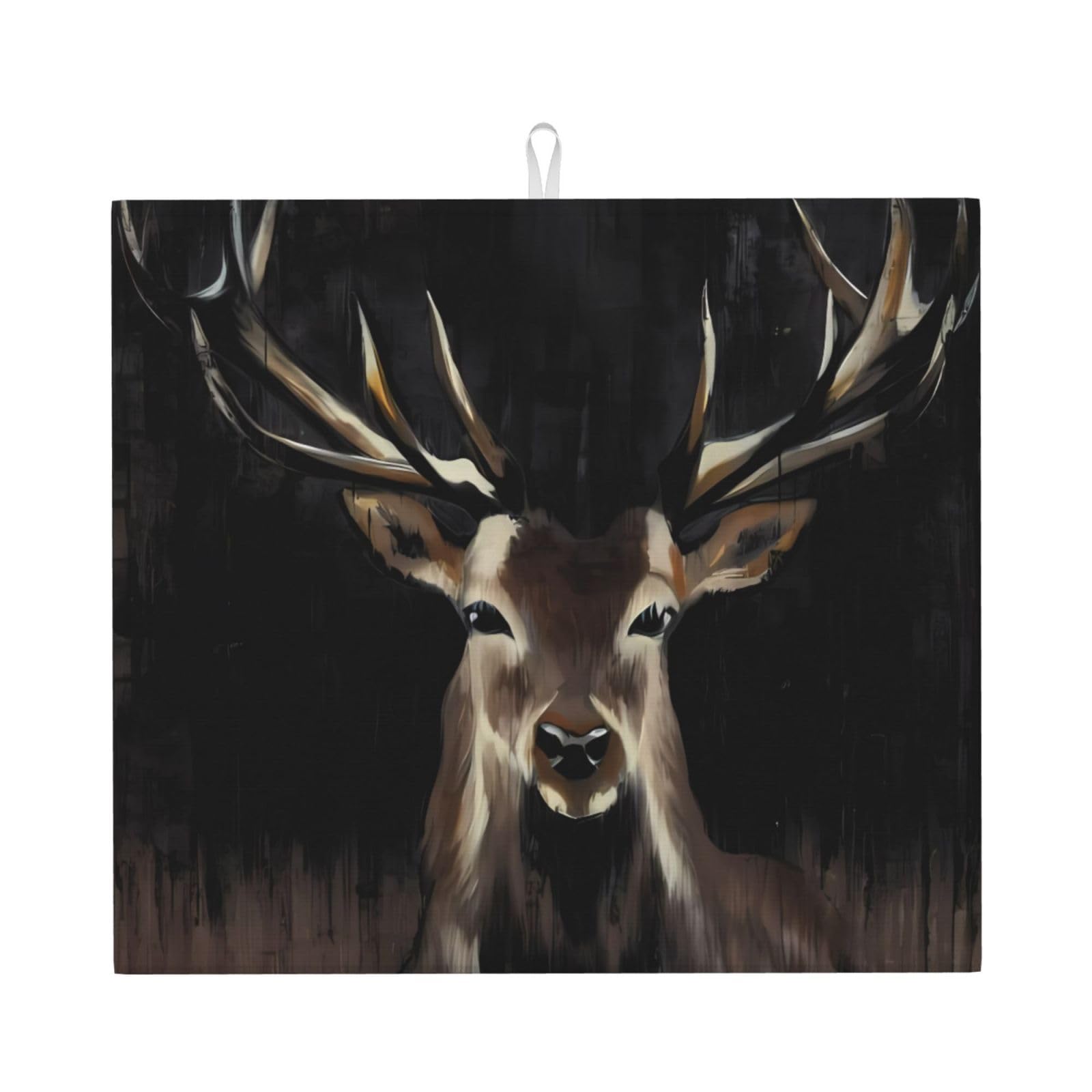 WHJSHOP deer Prints Kitchen Drying Mat - Absorbent Dish Drying Throw with Vibrant Prints, Quick-Dry Countertop Layer for Dishes & Glassware - Non-Slip