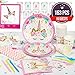Produktbild Einhorn Party Zubehör - Navly Magisch Einhorn Party Geschenk Set,Mode Einhorn Dekorationen und Geschirr,Komplettes Kinder Geburtstag Partyzubehör Set,für 16 Personen(160+ Stück)