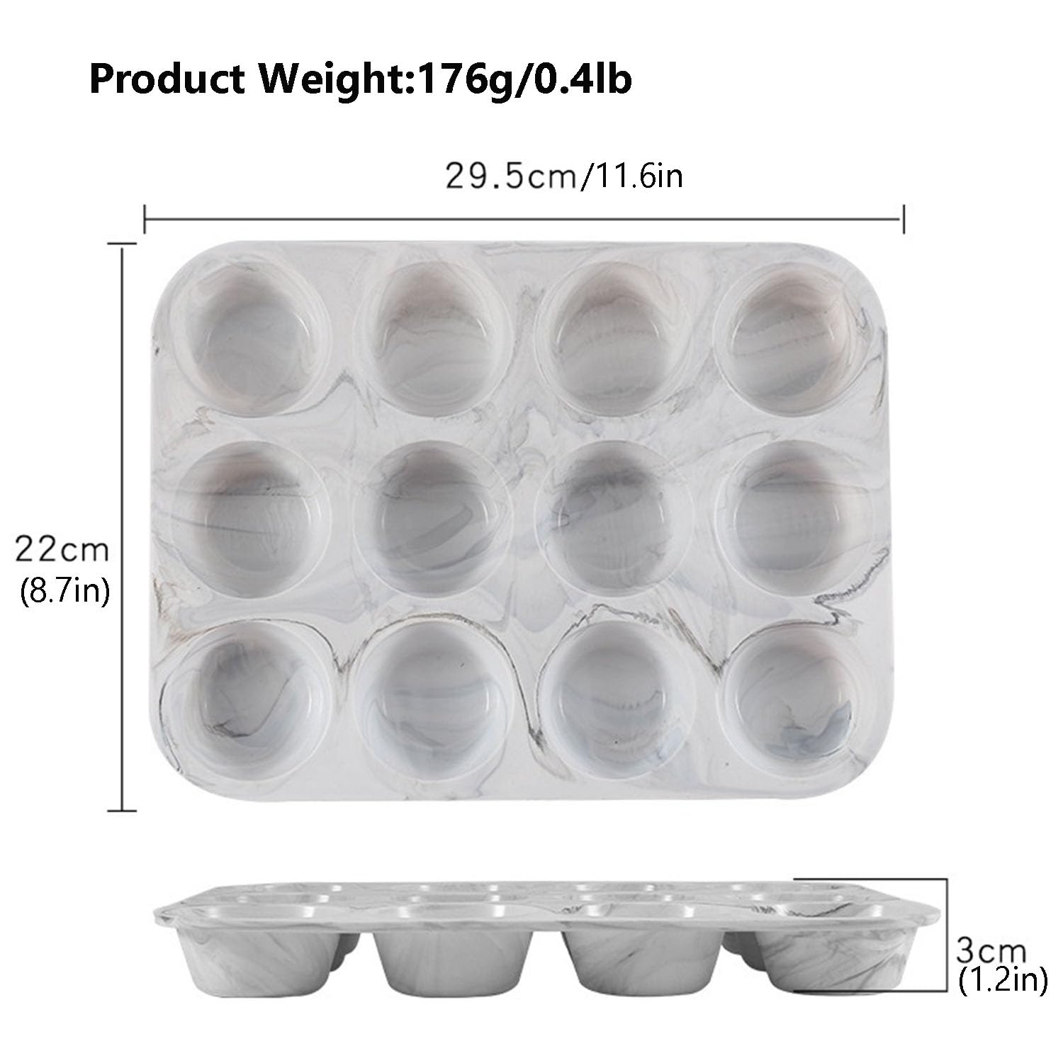 Silicone Muffin Pan 12-Cup 2 PCS- Flexible, Non-Stick, BPA-Free - Perfect for Baking Muffins, Cupcakes, Mini Quiches - Oven, Microwave, Dishwasher Safe