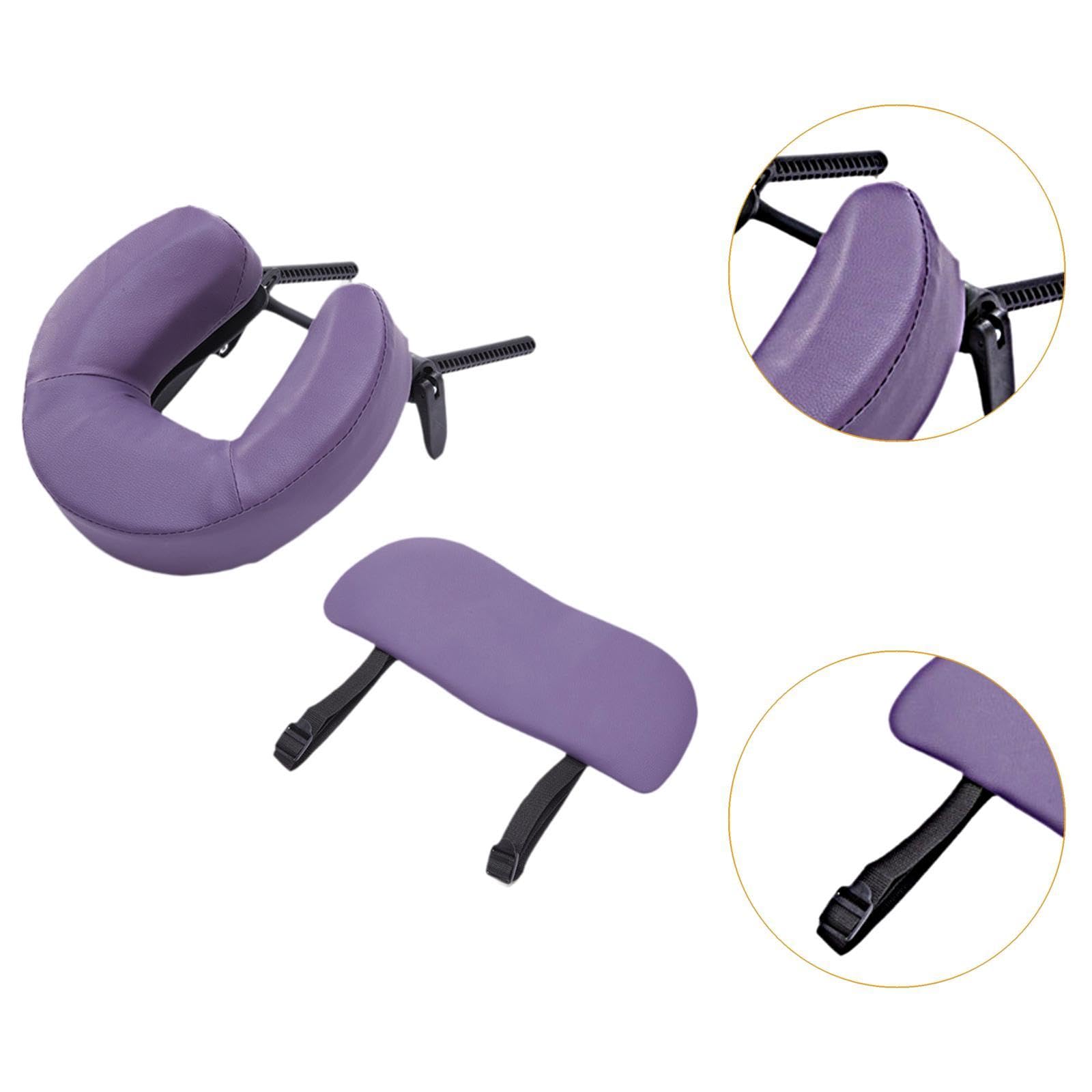 Gesichtsauflage Kopfstütze Massagezubehör U Kissen Halterungssystem mit Ergonomischem Design Und Abnehmbarer Armablage für Komfort für zu H, Lila