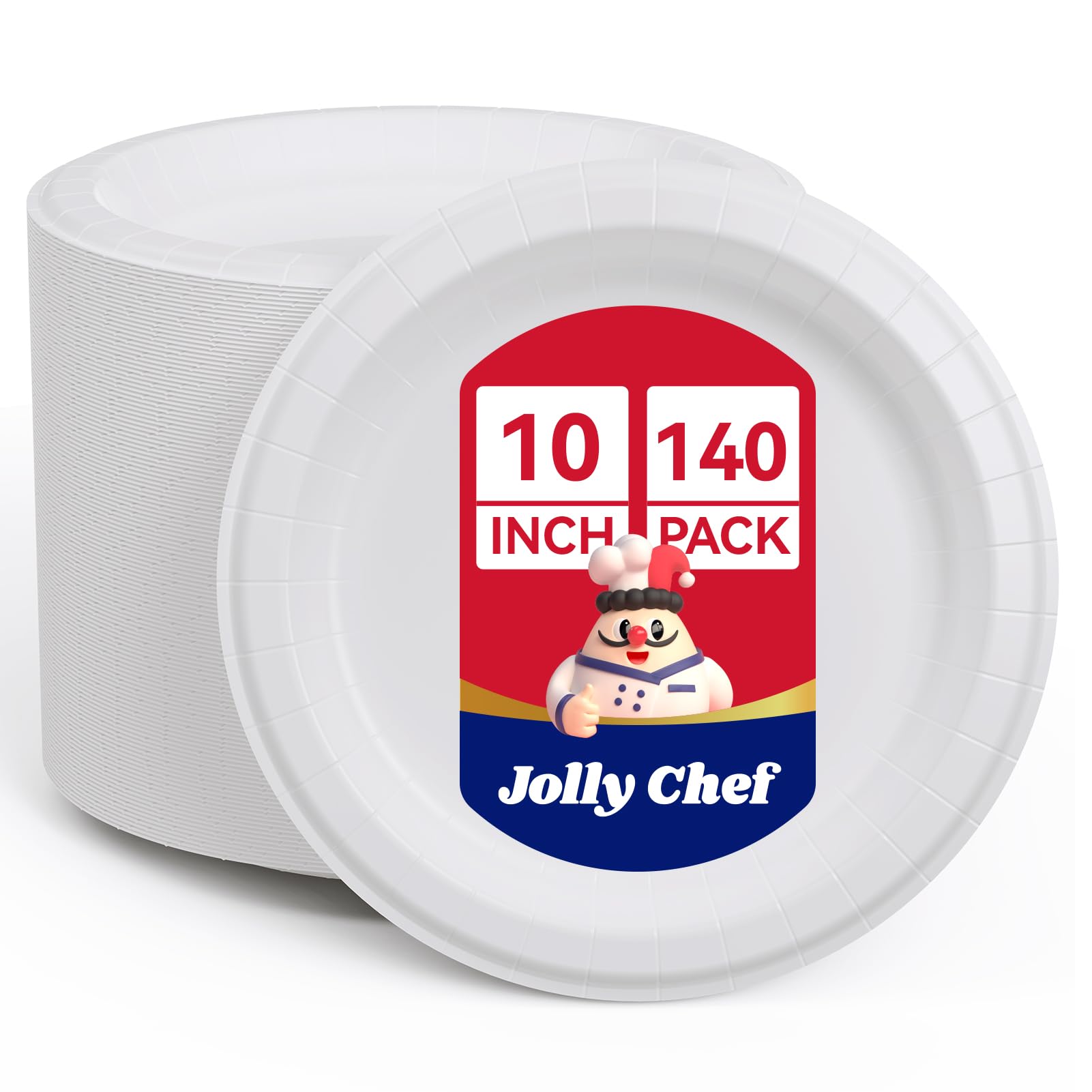 JOLLY CHEF Disposable Paper Plates - 140 Pack -1