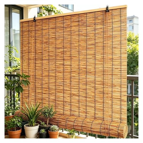 IRUGS Estor bambú Enrollable – Persianas de bambú para Interiores y Exteriores, Resistente a la Intemperie, protección Solar y privacidad para pérgolas, terrazas(60 Ancho x 160 Alto cm)